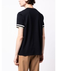 dunkelblaues horizontal gestreiftes T-Shirt mit einem Rundhalsausschnitt von Fred Perry