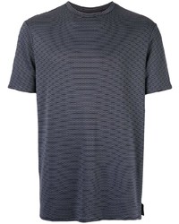 dunkelblaues horizontal gestreiftes T-Shirt mit einem Rundhalsausschnitt von Emporio Armani