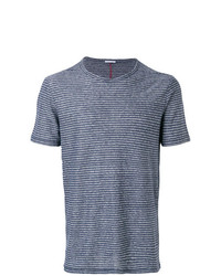 dunkelblaues horizontal gestreiftes T-Shirt mit einem Rundhalsausschnitt von Homecore