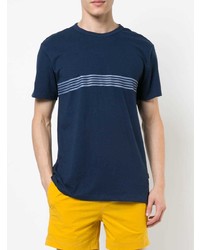 dunkelblaues horizontal gestreiftes T-Shirt mit einem Rundhalsausschnitt von Onia