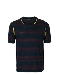 dunkelblaues horizontal gestreiftes T-Shirt mit einem Rundhalsausschnitt von Joseph