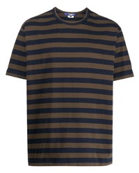 dunkelblaues horizontal gestreiftes T-Shirt mit einem Rundhalsausschnitt von Junya Watanabe MAN