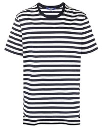 dunkelblaues horizontal gestreiftes T-Shirt mit einem Rundhalsausschnitt von Junya Watanabe MAN