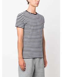 dunkelblaues horizontal gestreiftes T-Shirt mit einem Rundhalsausschnitt von Tommy Hilfiger