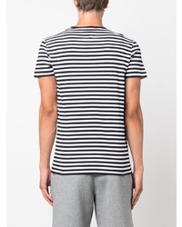 dunkelblaues horizontal gestreiftes T-Shirt mit einem Rundhalsausschnitt von Tommy Hilfiger