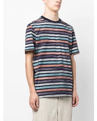 dunkelblaues horizontal gestreiftes T-Shirt mit einem Rundhalsausschnitt von Missoni