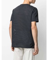 dunkelblaues horizontal gestreiftes T-Shirt mit einem Rundhalsausschnitt von Armani Exchange