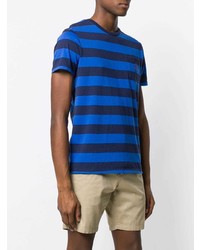 dunkelblaues horizontal gestreiftes T-Shirt mit einem Rundhalsausschnitt von Polo Ralph Lauren