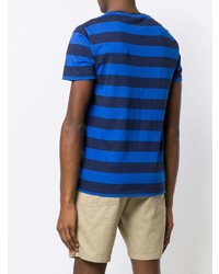 dunkelblaues horizontal gestreiftes T-Shirt mit einem Rundhalsausschnitt von Polo Ralph Lauren