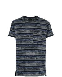 dunkelblaues horizontal gestreiftes T-Shirt mit einem Rundhalsausschnitt von Mads Nørgaard