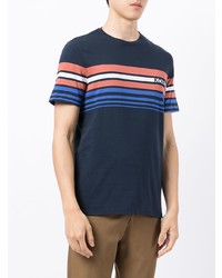 dunkelblaues horizontal gestreiftes T-Shirt mit einem Rundhalsausschnitt von Michael Kors