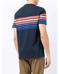 dunkelblaues horizontal gestreiftes T-Shirt mit einem Rundhalsausschnitt von Michael Kors