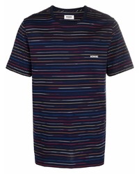 dunkelblaues horizontal gestreiftes T-Shirt mit einem Rundhalsausschnitt von Missoni