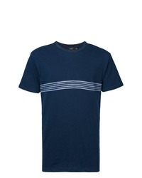 dunkelblaues horizontal gestreiftes T-Shirt mit einem Rundhalsausschnitt von Onia