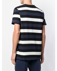 dunkelblaues horizontal gestreiftes T-Shirt mit einem Rundhalsausschnitt von Les Benjamins