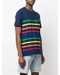 dunkelblaues horizontal gestreiftes T-Shirt mit einem Rundhalsausschnitt von Polo Ralph Lauren