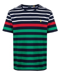 dunkelblaues horizontal gestreiftes T-Shirt mit einem Rundhalsausschnitt von Polo Ralph Lauren