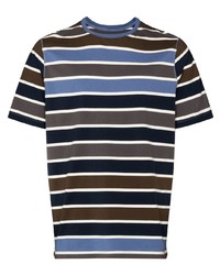 dunkelblaues horizontal gestreiftes T-Shirt mit einem Rundhalsausschnitt von Pop Trading Company