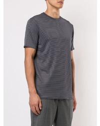 dunkelblaues horizontal gestreiftes T-Shirt mit einem Rundhalsausschnitt von Emporio Armani