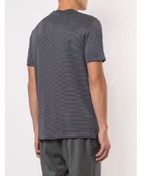 dunkelblaues horizontal gestreiftes T-Shirt mit einem Rundhalsausschnitt von Emporio Armani