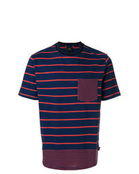 dunkelblaues horizontal gestreiftes T-Shirt mit einem Rundhalsausschnitt von Ps By Paul Smith