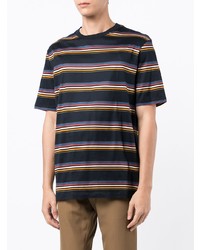 dunkelblaues horizontal gestreiftes T-Shirt mit einem Rundhalsausschnitt von Paul Smith