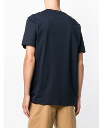 dunkelblaues horizontal gestreiftes T-Shirt mit einem Rundhalsausschnitt von Folk