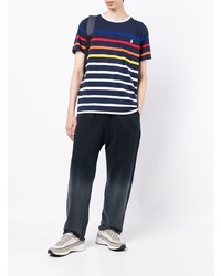 dunkelblaues horizontal gestreiftes T-Shirt mit einem Rundhalsausschnitt von Polo Ralph Lauren