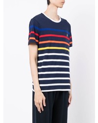 dunkelblaues horizontal gestreiftes T-Shirt mit einem Rundhalsausschnitt von Polo Ralph Lauren