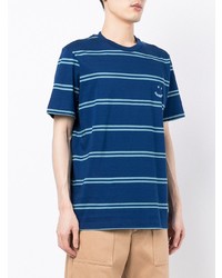 dunkelblaues horizontal gestreiftes T-Shirt mit einem Rundhalsausschnitt von PS Paul Smith