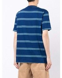 dunkelblaues horizontal gestreiftes T-Shirt mit einem Rundhalsausschnitt von PS Paul Smith