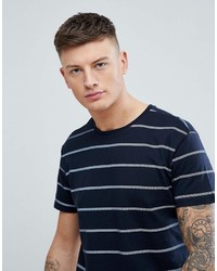 dunkelblaues horizontal gestreiftes T-Shirt mit einem Rundhalsausschnitt von Pull&Bear