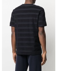 dunkelblaues horizontal gestreiftes T-Shirt mit einem Rundhalsausschnitt von Paul Smith