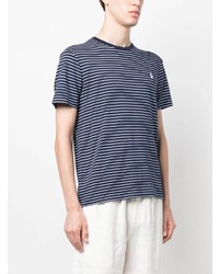 dunkelblaues horizontal gestreiftes T-Shirt mit einem Rundhalsausschnitt von Polo Ralph Lauren