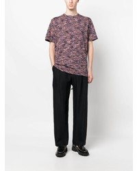 dunkelblaues horizontal gestreiftes T-Shirt mit einem Rundhalsausschnitt von Missoni