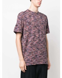 dunkelblaues horizontal gestreiftes T-Shirt mit einem Rundhalsausschnitt von Missoni