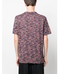 dunkelblaues horizontal gestreiftes T-Shirt mit einem Rundhalsausschnitt von Missoni