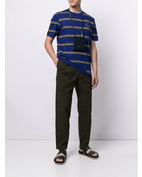 dunkelblaues horizontal gestreiftes T-Shirt mit einem Rundhalsausschnitt von PS Paul Smith