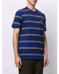 dunkelblaues horizontal gestreiftes T-Shirt mit einem Rundhalsausschnitt von PS Paul Smith