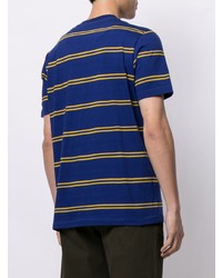 dunkelblaues horizontal gestreiftes T-Shirt mit einem Rundhalsausschnitt von PS Paul Smith