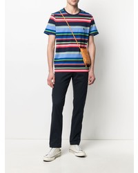 dunkelblaues horizontal gestreiftes T-Shirt mit einem Rundhalsausschnitt von Polo Ralph Lauren