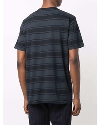 dunkelblaues horizontal gestreiftes T-Shirt mit einem Rundhalsausschnitt von PS Paul Smith
