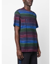 dunkelblaues horizontal gestreiftes T-Shirt mit einem Rundhalsausschnitt von Missoni