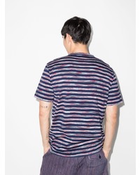 dunkelblaues horizontal gestreiftes T-Shirt mit einem Rundhalsausschnitt von Missoni