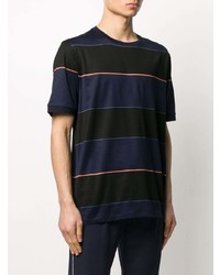 dunkelblaues horizontal gestreiftes T-Shirt mit einem Rundhalsausschnitt von Paul Smith