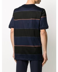 dunkelblaues horizontal gestreiftes T-Shirt mit einem Rundhalsausschnitt von Paul Smith