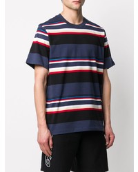 dunkelblaues horizontal gestreiftes T-Shirt mit einem Rundhalsausschnitt von Carhartt WIP