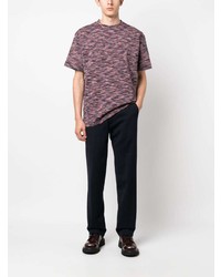 dunkelblaues horizontal gestreiftes T-Shirt mit einem Rundhalsausschnitt von Missoni