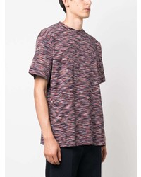 dunkelblaues horizontal gestreiftes T-Shirt mit einem Rundhalsausschnitt von Missoni