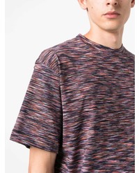 dunkelblaues horizontal gestreiftes T-Shirt mit einem Rundhalsausschnitt von Missoni